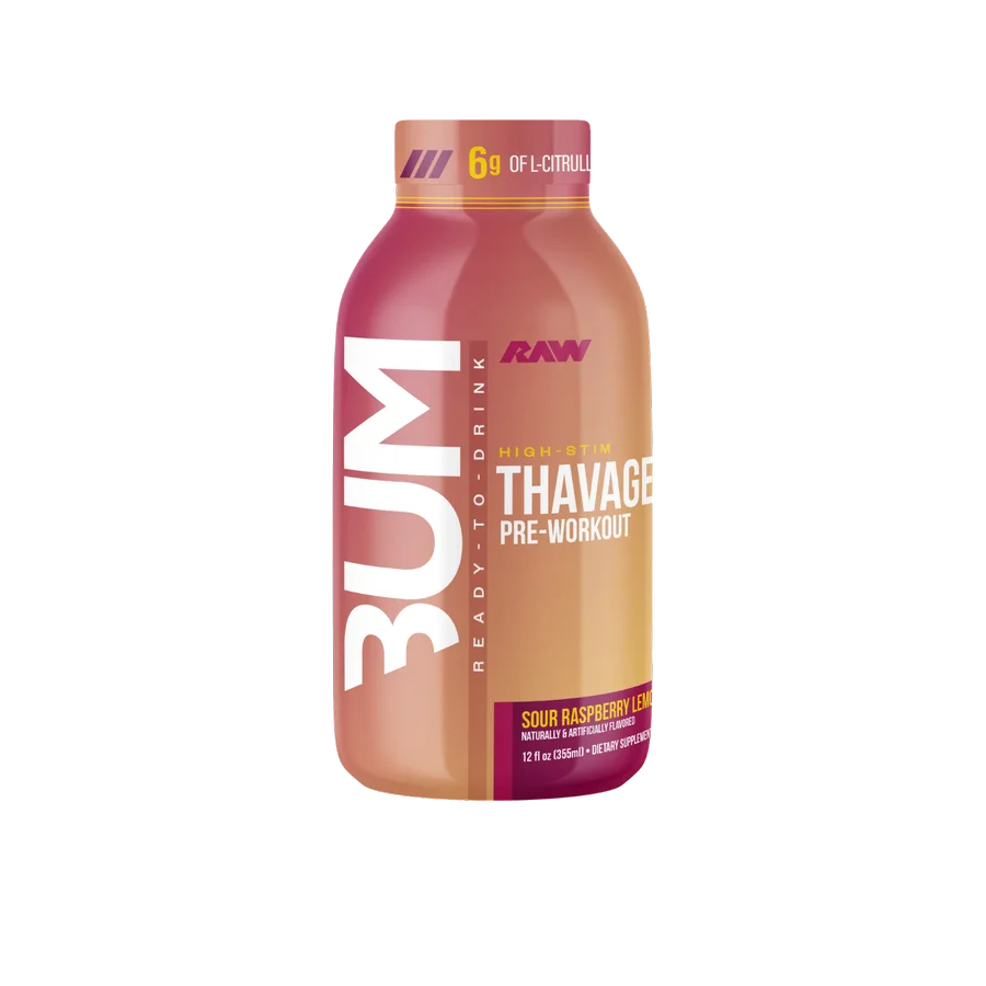Bum Thavage RTD Pre-Workout Sour Raspberry Lemonade 12 oz