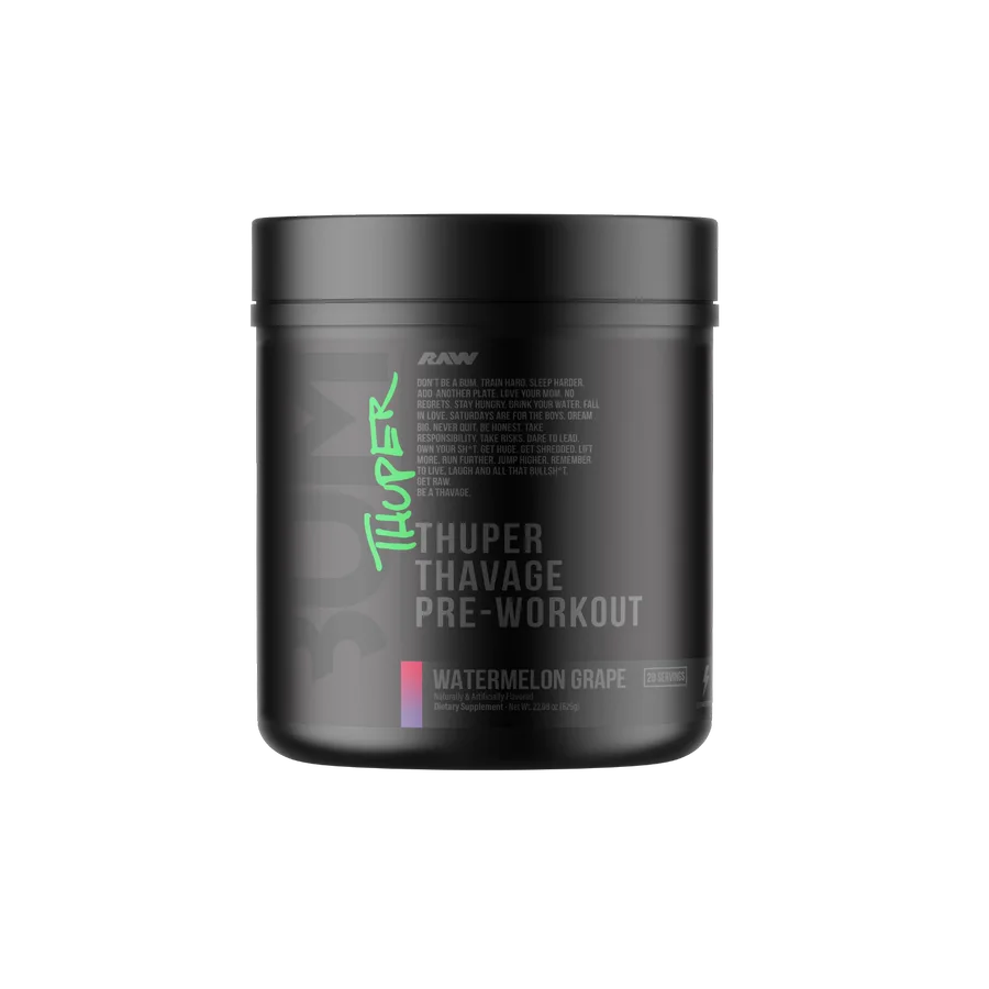Pre-entreno BUM X RAW Thuper Thavage Watermelon Grape, 20 Porciones