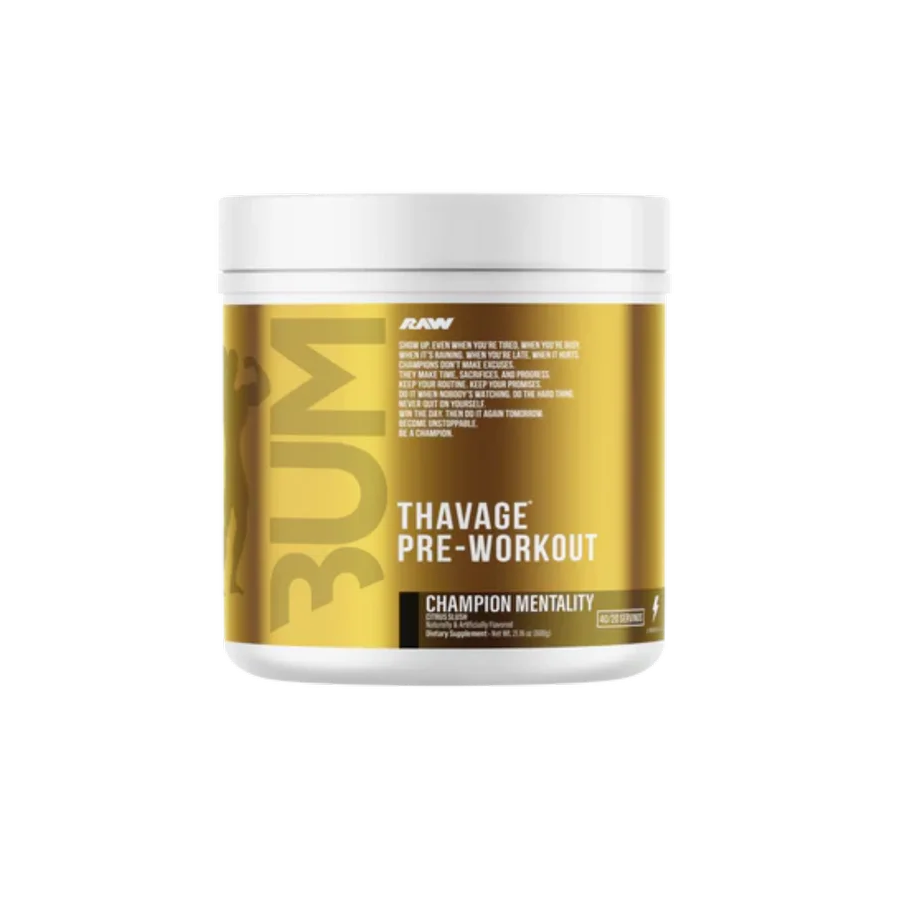 Pre-entreno BUM X RAW Thavage Champion Mentality, 40/20 Porciones