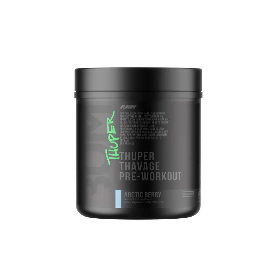 Pre-entreno BUM X RAW Thuper Thavage Arctic Berry, 20 Porciones