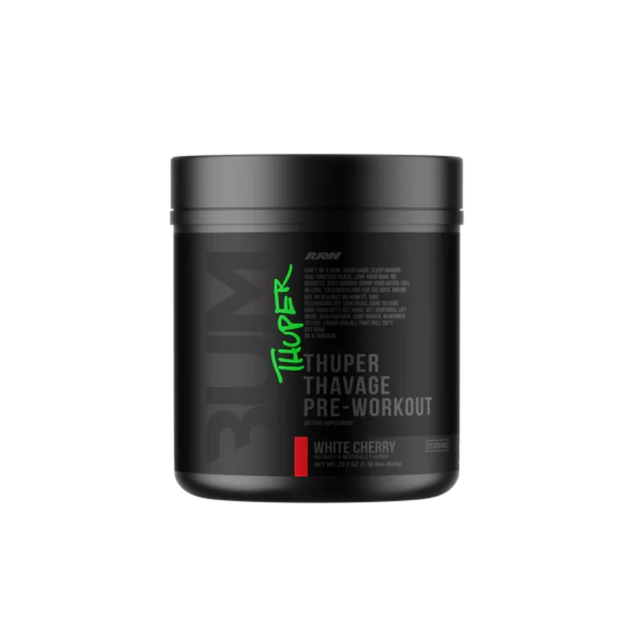 Pre-entreno BUM X RAW Thuper Thavage White Cherry, 20 Porciones