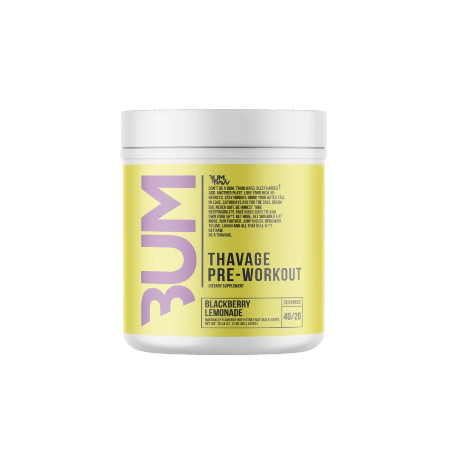 Pre-entreno BUM x RAW Thavage Blackberry Lemonade, 40/20 porciones