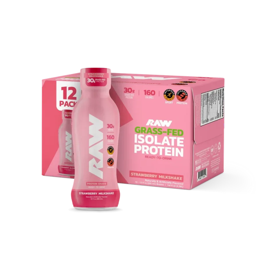 Protein Shake Raw Strawberry Milkshake 12 oz