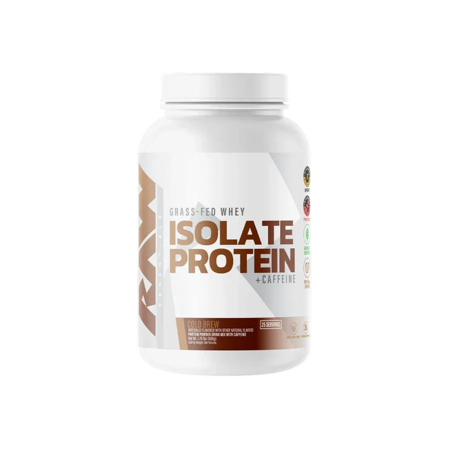 Proteína RAW Grass Fed Whey Isolate +Caffeine Cold Brew, 25 Porciones