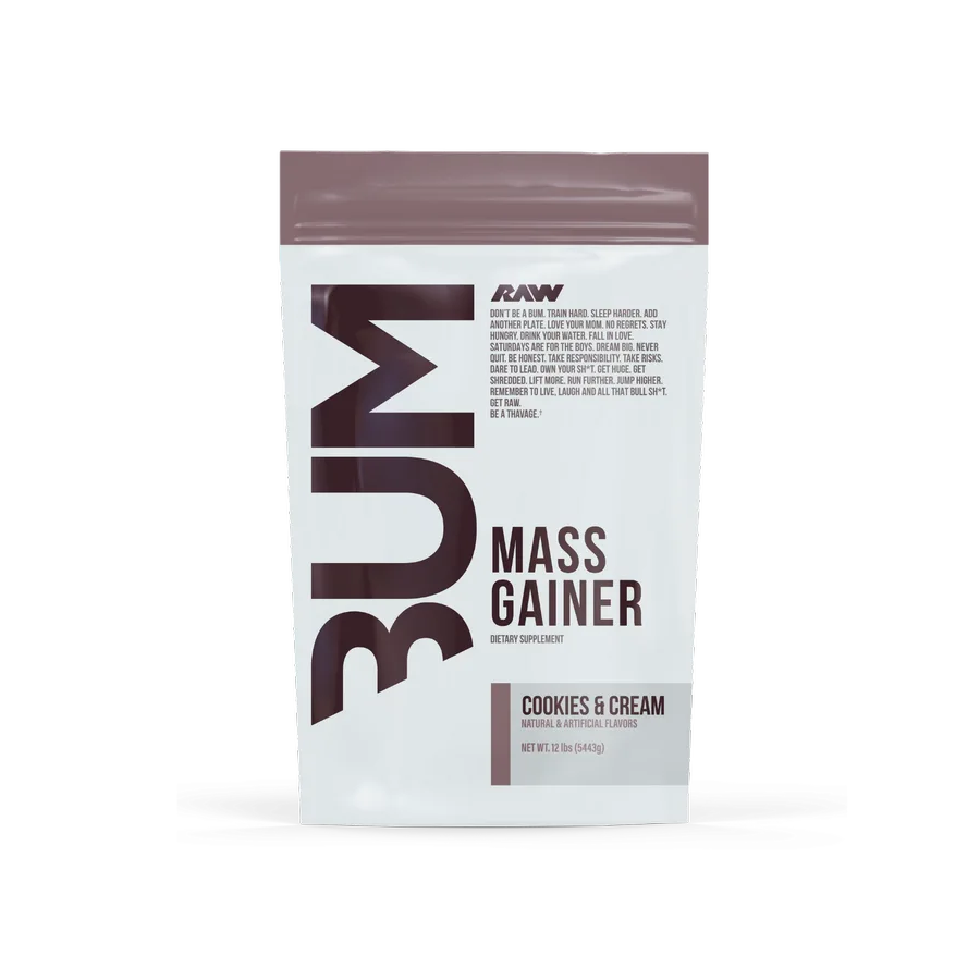 RAW X BUM Mass Gainer Cookies and Cream, 20 Porciones